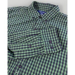 Bowery Broome Mens Plaid Long Sleeve Button Down Shirt Medium Green Preppy Check